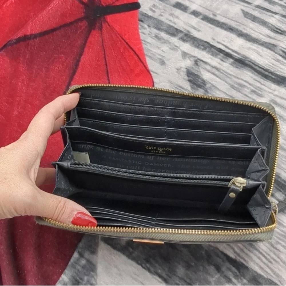 Silver and Grey Kate Spade Zip Wallet